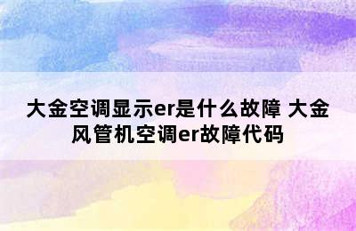 大金空调显示er是什么故障 大金风管机空调er故障代码